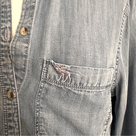 ABERCROMBIE & FITCH Blue Chambray Long Sleeve Button Down Shirt Classic Casual S - Picture 3 of 13